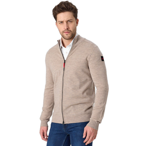 Herr in einer Strickjacke aus Merino mit 2 wege Zip