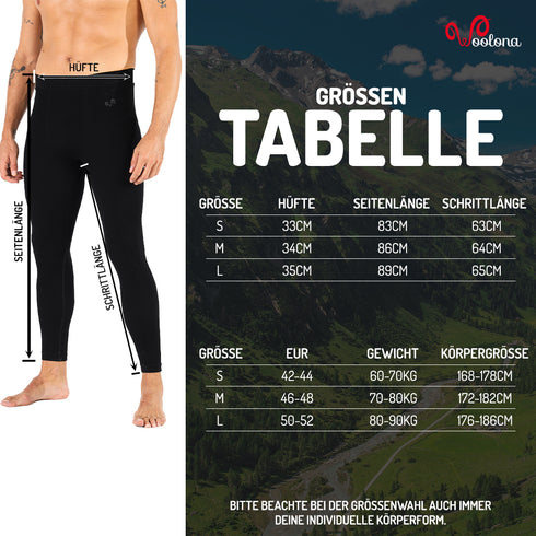Größentabelle für Merino Leggings für Herren