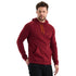Mann in Bordeaux rotem Kapuzenpullover aus 100% Merinowolle