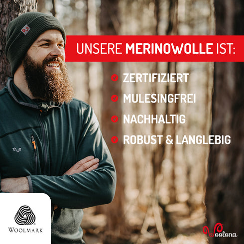 Herren Merino Jacke mit Kapuze in der Farbe grün