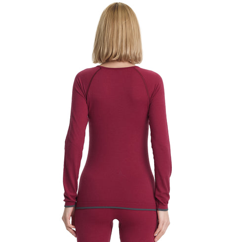 Damen Langarmshirt von hinten aus 80% Merinowolle