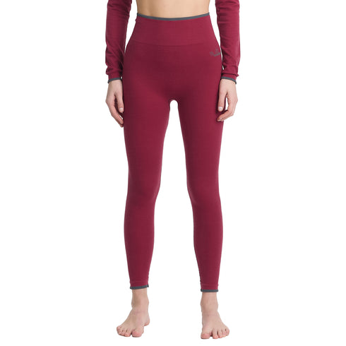 Damen Leggings in Pflaumenrot aus Merinowolle