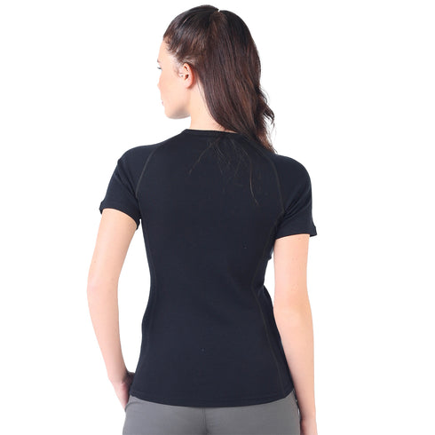 100% Merino T-shirt in schwarz von hinten