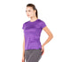 Dame in Rundhals-Kragen T-Shirt aus 100% Merinowolle in der Farbe Lila