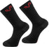 Merino Wandersocken in schwarz mit rotem Logo