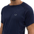 Navy Blaues T-Shirt aus Merinowolle mit Woolona Logo in Grau