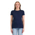 Dame in Navyblauem T-Shirt aus Merinowolle mit Rundhals