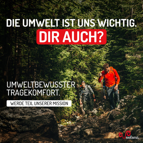 Zwei Wanderer mit umweltbewusster Merinobekleidung von Woolona