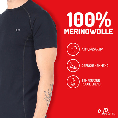 Ein T-Shirt aus 100% Merinowolle ist sowohl atmungsaktiv als auch geruchshemmend & temperaturregulierend