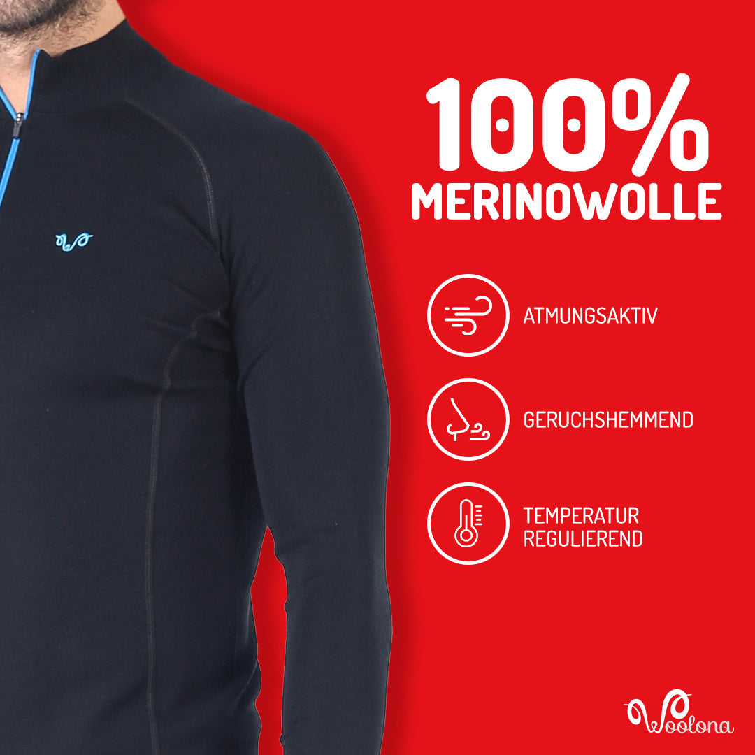 Langarmshirts aus 100% Merinowolle ist atmungsaktiv, geruchshemmend und temperaturregulierend