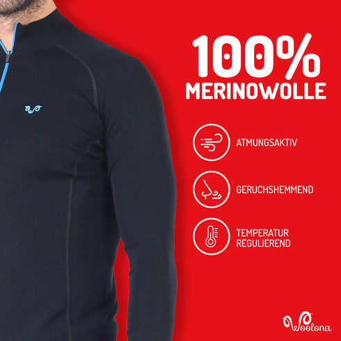 Langarmshirts aus 100% Merinowolle ist atmungsaktiv, geruchshemmend und temperaturregulierend