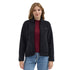 Die Dame trägt eine Jacke aus Merino und Polyester in Anthrazit.
