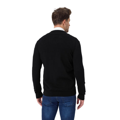 Rückseite einer Strickjacke für Herren aus 100% Merinowolle