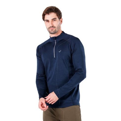 Langarmshirt - ASTRO - 100% Merinowolle (Zip)