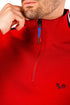 Roter Merinopullover mit 1/4 Zip