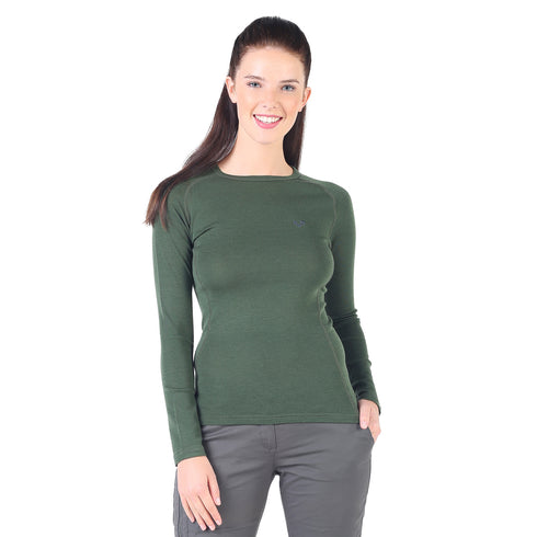 Langes Merino Oberteil in der Farbe grĂźn