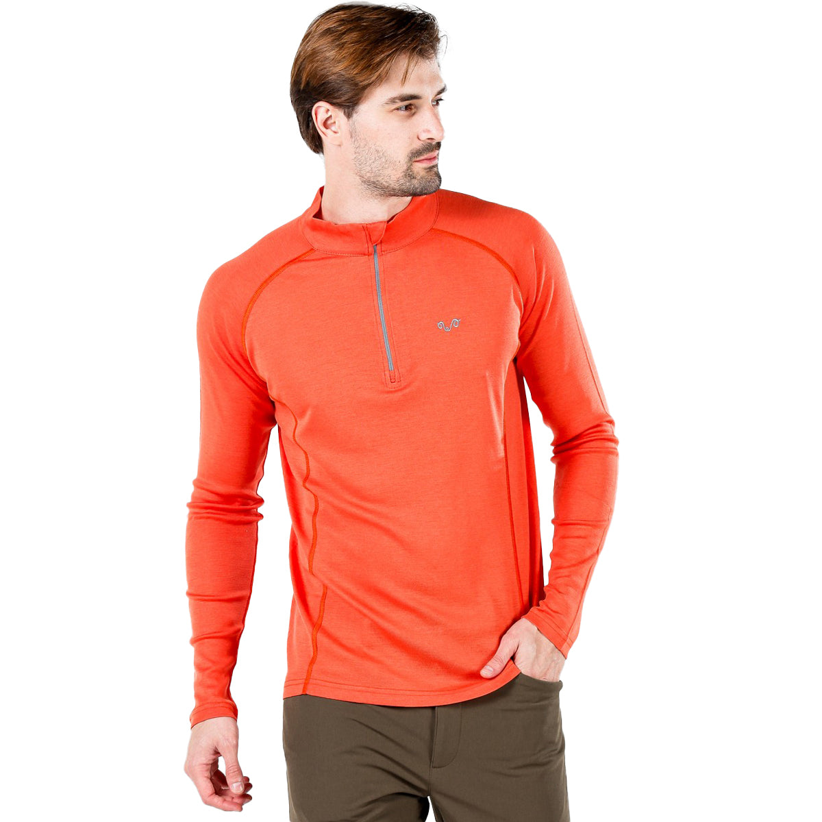 Herren Funktionsoberteil in Orange mit Zip