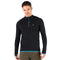 Langarmshirt schwarz aus 100% Merinowolle mit 1/4 Zip