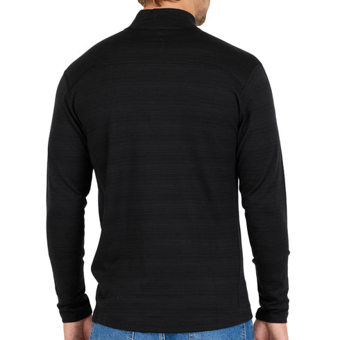 Mann von hinten in einer schwarzen leichten Merinojacke.