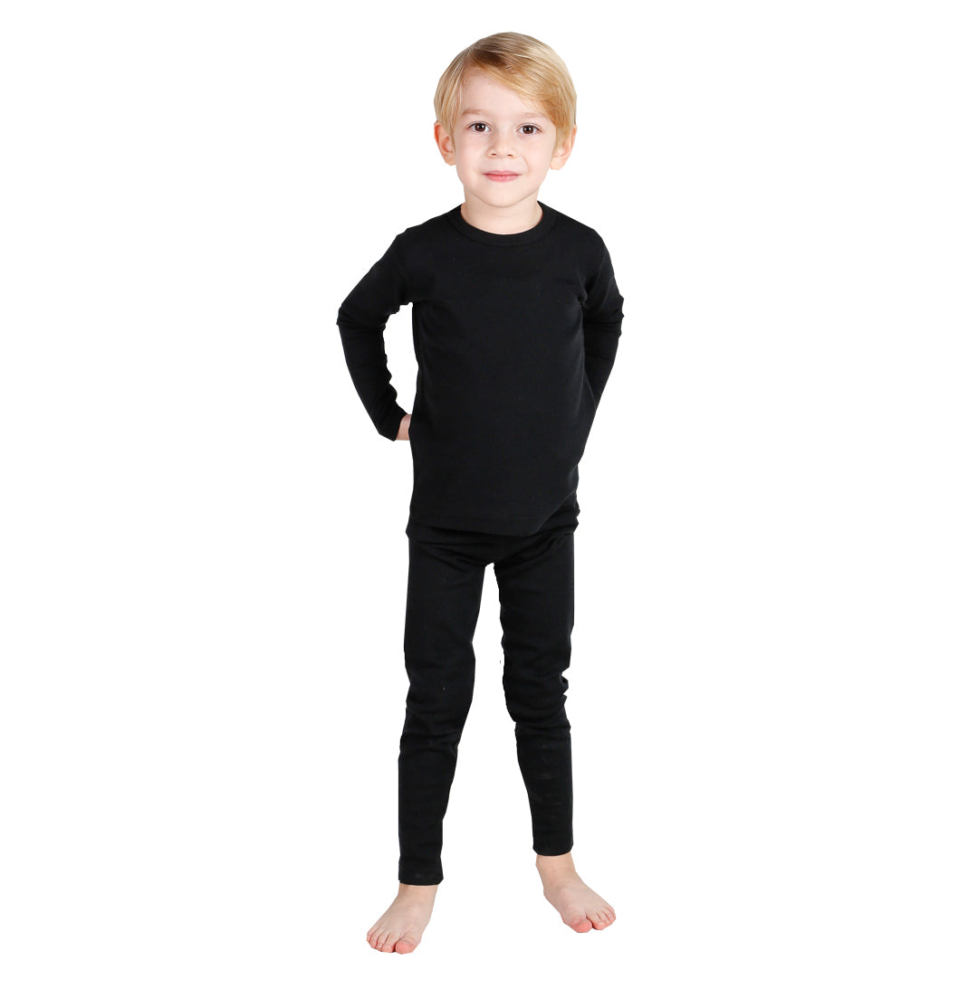 Merino Unterwäsche Set für Kinder in schwarz