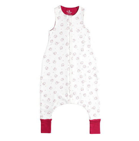 Kinderschlafsack mit Füßen aus Merinowolle mit Schaf motiv in der Farbe Pink