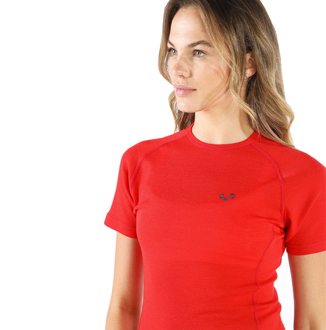 Tshirt aus Merinowolle in der Farbe Rot