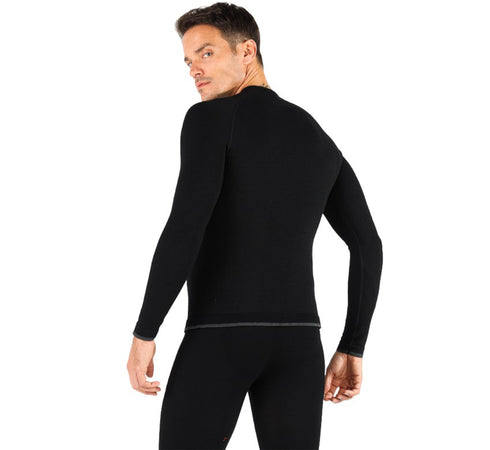 Langarmshirt Herren aus Merinowolle in schwarz