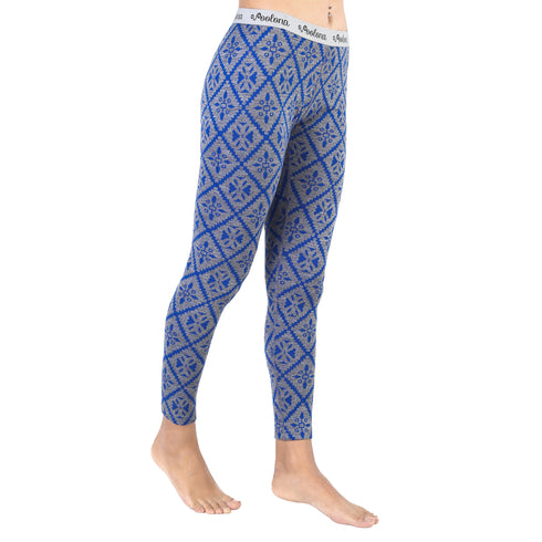 Seitenansicht der blauen Merino Leggings