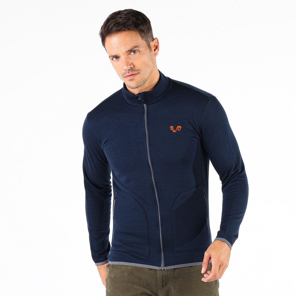 Herren Merinojacke in der Farbe blau