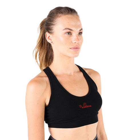 Dame mit Sport BH in der Farbe Schwarz