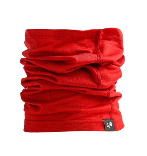 Roter Schlauchschal aus Merinowolle