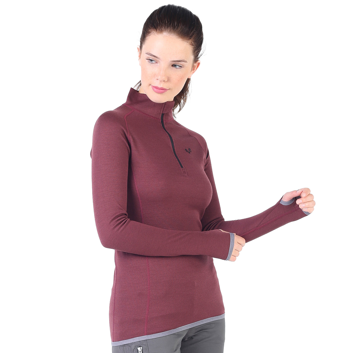Langes Shirt aus 100% Merinowolle mit Zip bis zur Brust