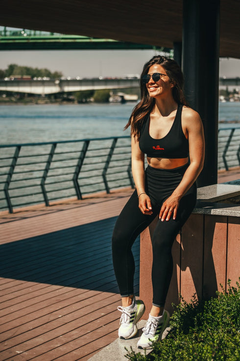 Sport BH Merinowolle in schwarz