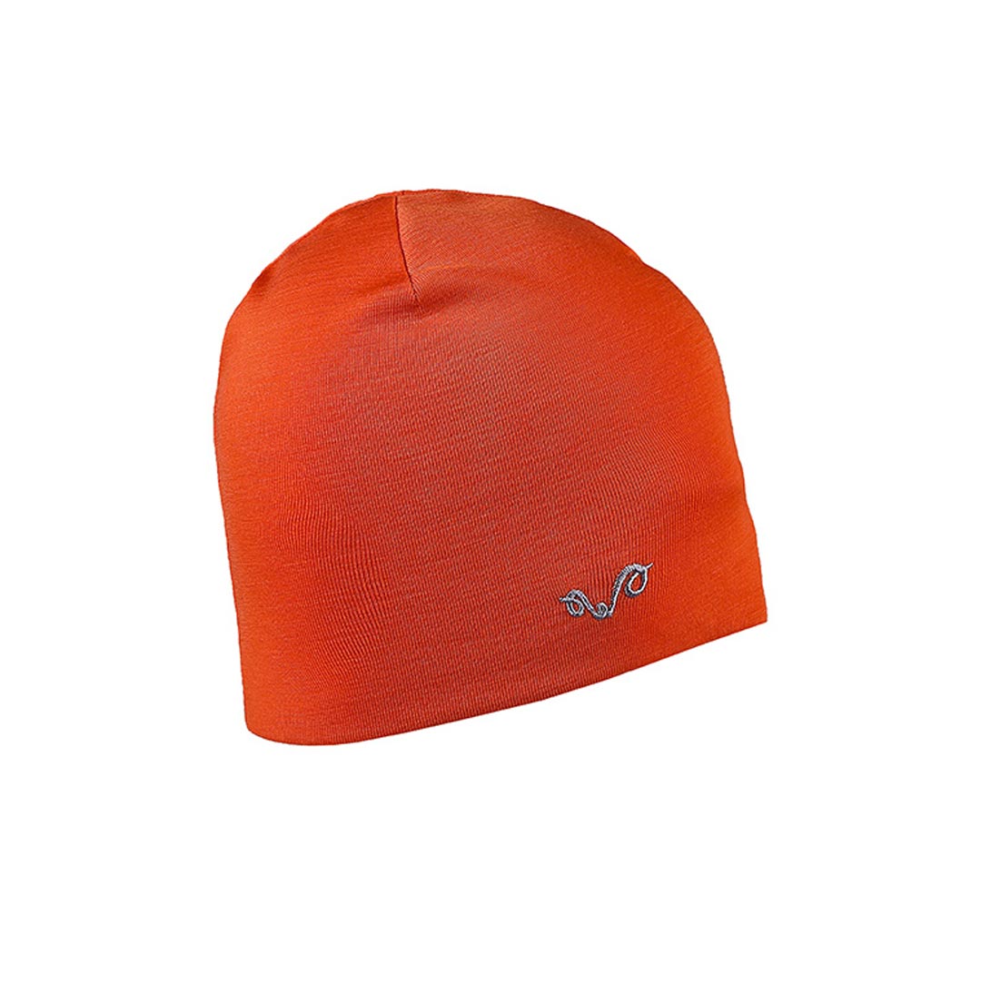 ĂbergangsmĂŒtze in orange aus Merinowolle
