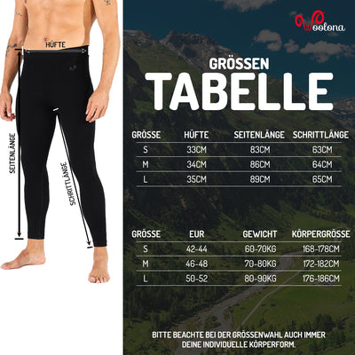 Größentabelle für Merino Leggings für Herren