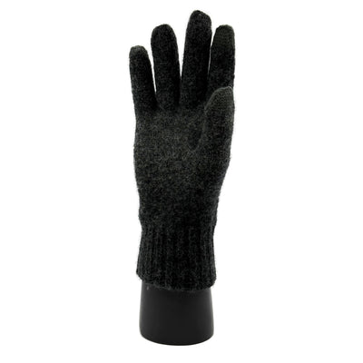 Eine Hand die ein Handschuh trägt aus Merino in Anthrazit und die Innenseite zeigt