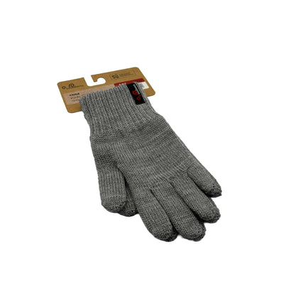 Kinderhandschuhe aus Merinowolle in Grau mit Woolona Logo