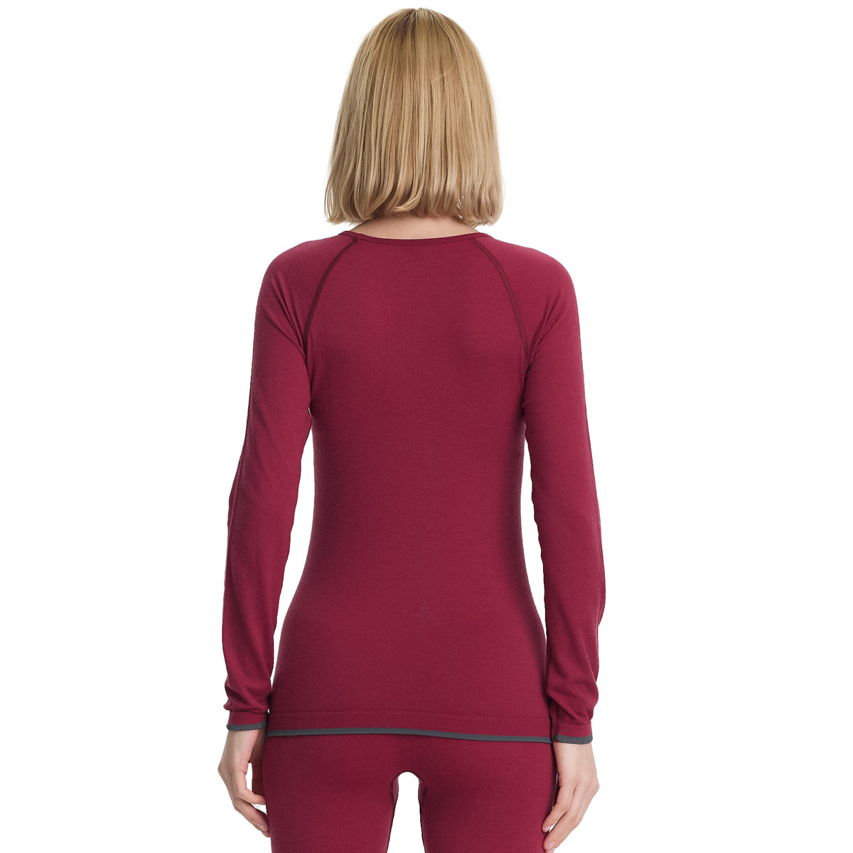 Damen Langarmshirt von hinten aus 80% Merinowolle