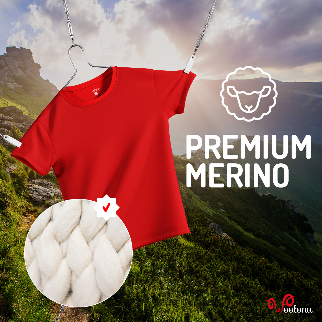 T-Shirt aus Premium Merinowolle in Rot