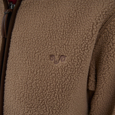 Sherpa Jacke aus Merinowolle in Mink mit Woolona Logo