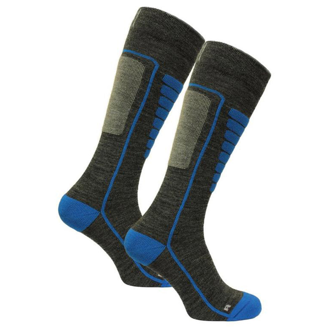 Ein Paar Merino Skisocken in Blau