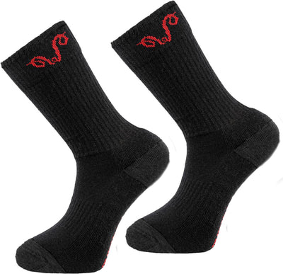 Merino Wandersocken in schwarz mit rotem Logo