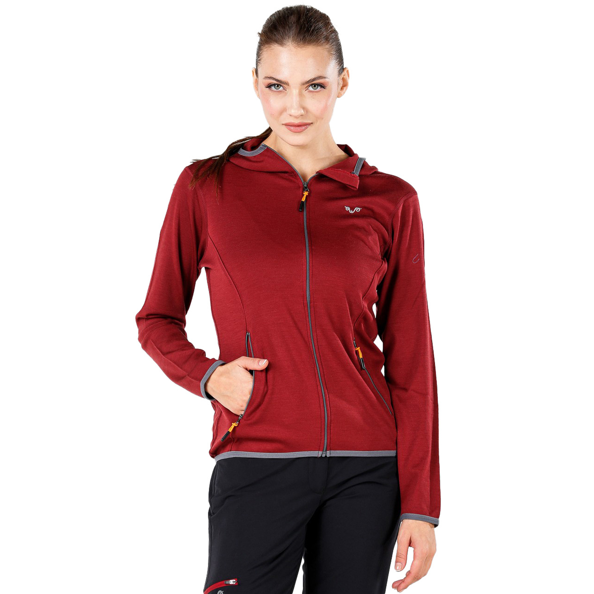 Merino Hoodie Damen in der Farbe Pflaume