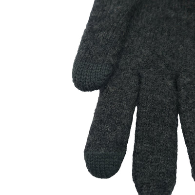 Nahaufnahme von Merino Handschuhen in der Farbe anthrazit. 