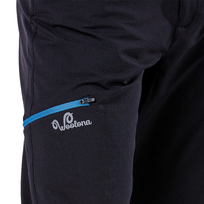 Schwarze Merino Trekkinghose für Herren