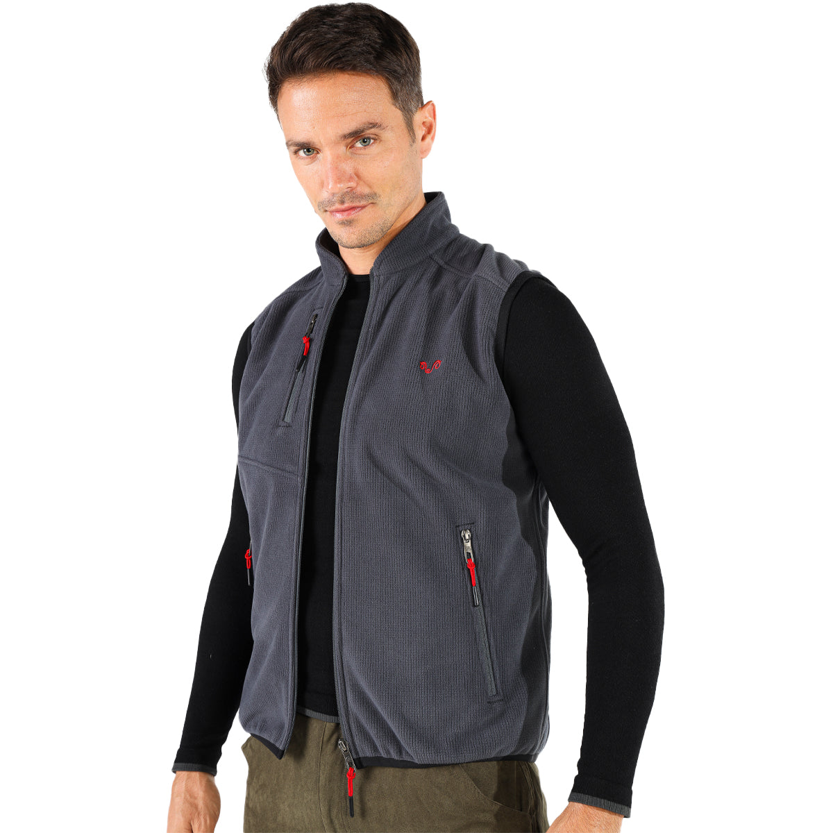 Fleece Weste aus Merinowolle mit Seiten- und Brusttasche