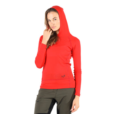 Kapuzenshirt aus 100% Merinowolle in Rot