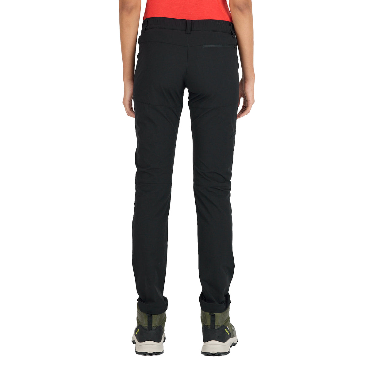 Damen Merino Freizeithose von hinten in der Farbe schwarz.