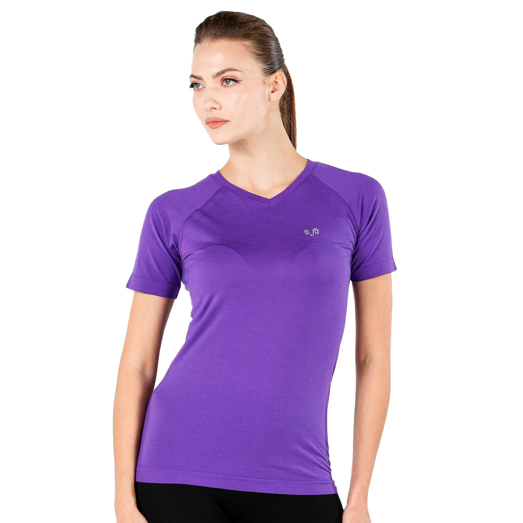 Damen Merino Shirt Nahtlos in der Farbe Lila