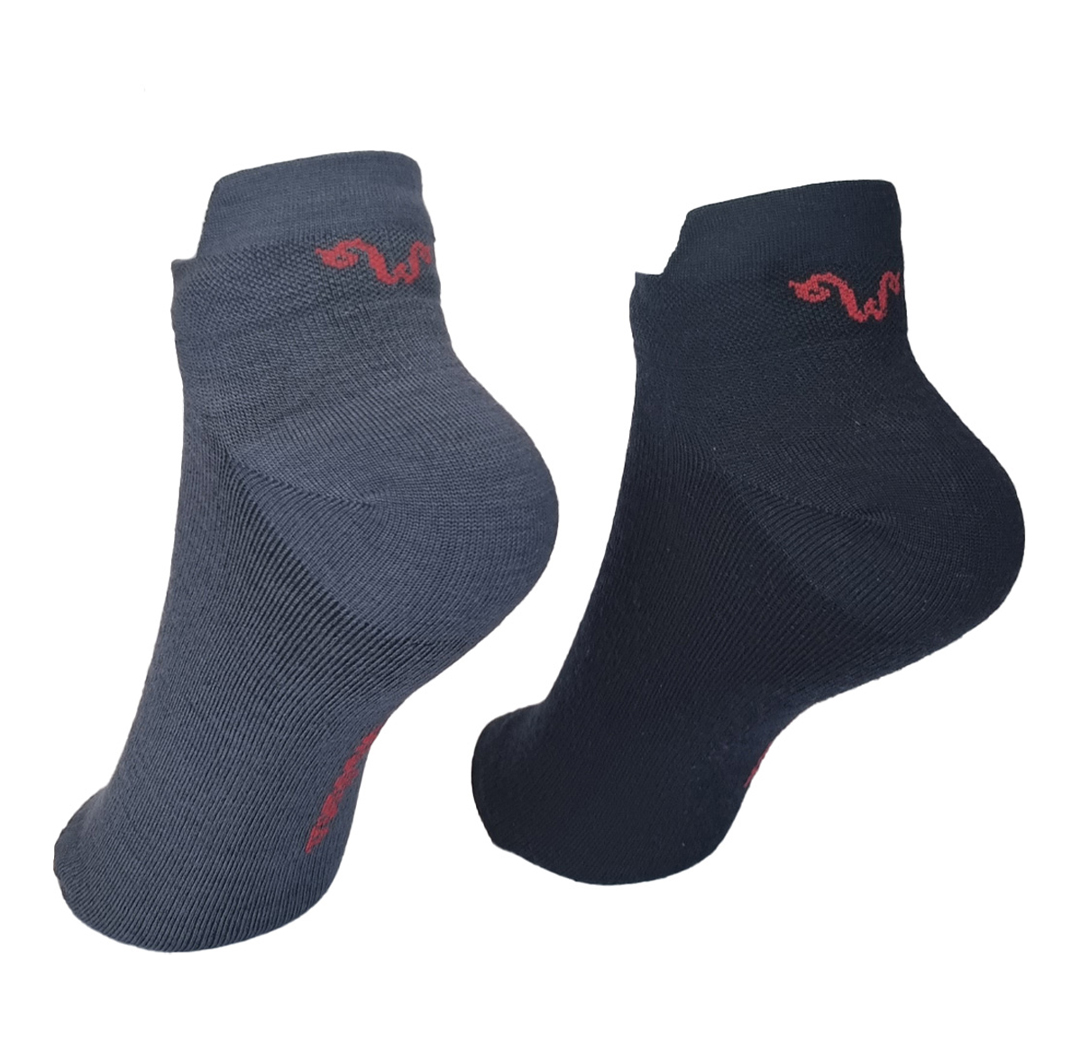 Merinowolle Sneaker Socken mit Logo